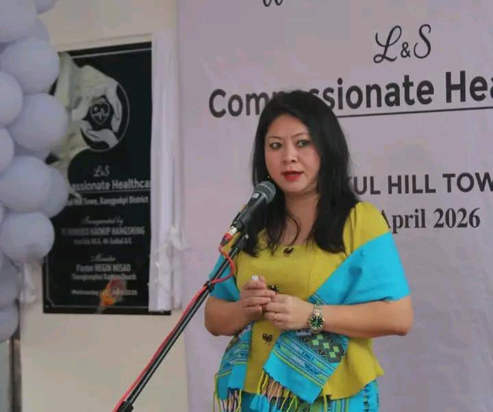 MLA speaking at the inauguration of a healthcare facility in Saikul, Manipur.
