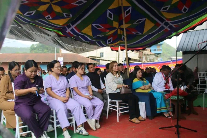 Audience seated during a healthcare clinic inauguration event in Kangpokpi district.
