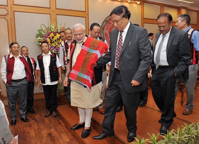 narendra modi meeting northeast leaders traditional shawl ceremony