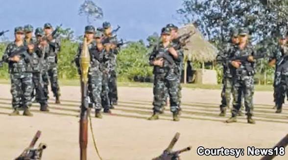 armed militants standing in formation with weapons northeast india