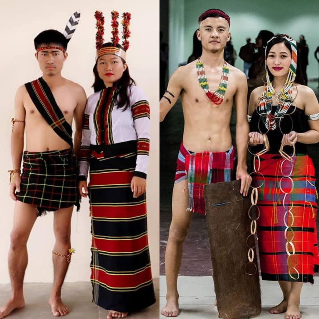 Young men and women in traditional Kuki and Tangkhul attire