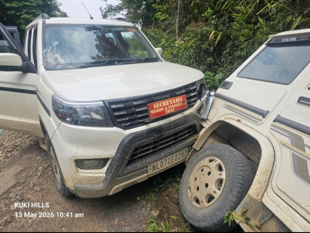 Church Leaders Ambushed in Kangpokpi; Former MBC General Secretary Among 3 Killed, 4 Injured Damaged white vehicle reportedly attacked during the Kangpokpi ambush