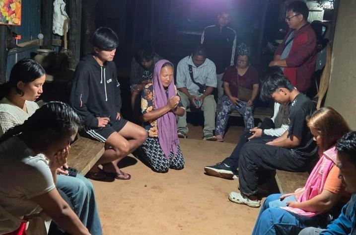 Members of Naga and Kuki communities gathered indoors during prayer meeting amid peace appeal