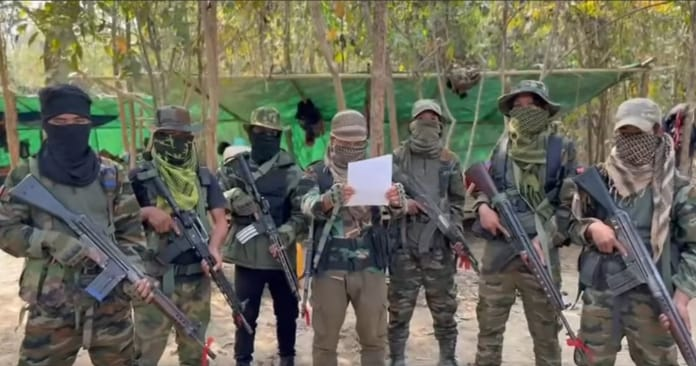 Masked armed members of VVEZ holding a press statement demanding hostage release in Manipur