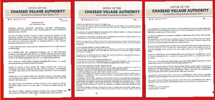 Chassad Village Authority Alleges Security Collusion, Demands CRPF and Assam Rifles After Three Killings in Kamjong